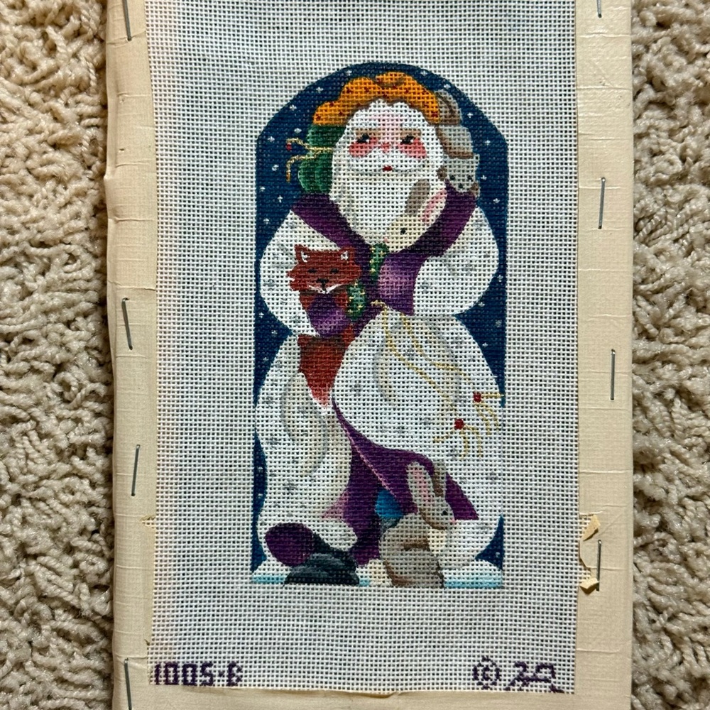Holiday Needlepoint Canvas with Santa Design